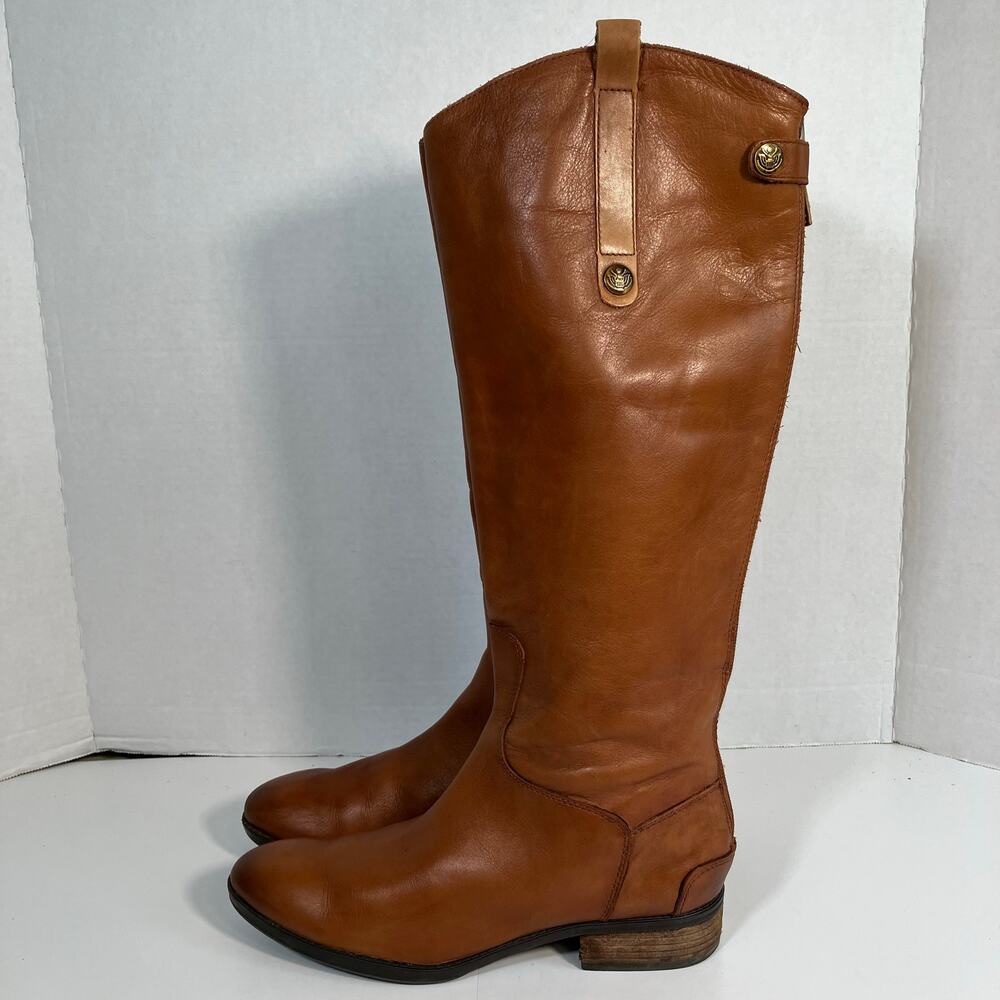 Sam Edelman Sz 9M Penny Tall Riding Boots Whiskey Leather Classy Old Money